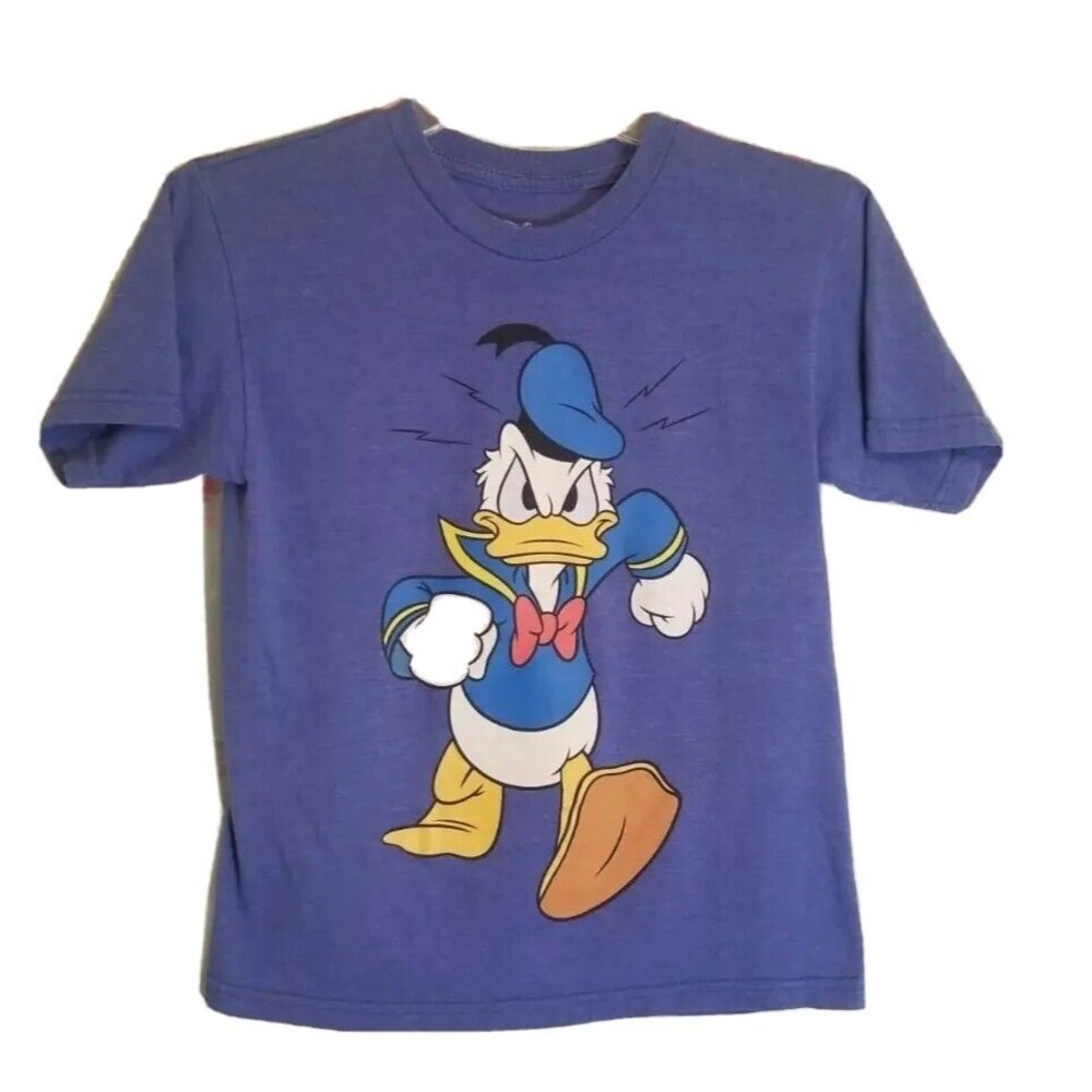Kid's Disney Grumpy Donald Duck Tee Royal Blue Soft Material Youth Size Medium